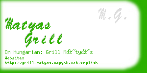 matyas grill business card